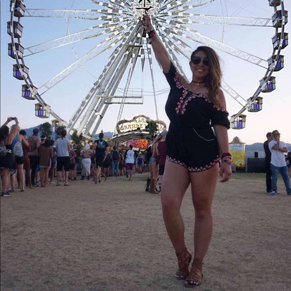 Nasty Gal Embroider off the Shoulder Romper